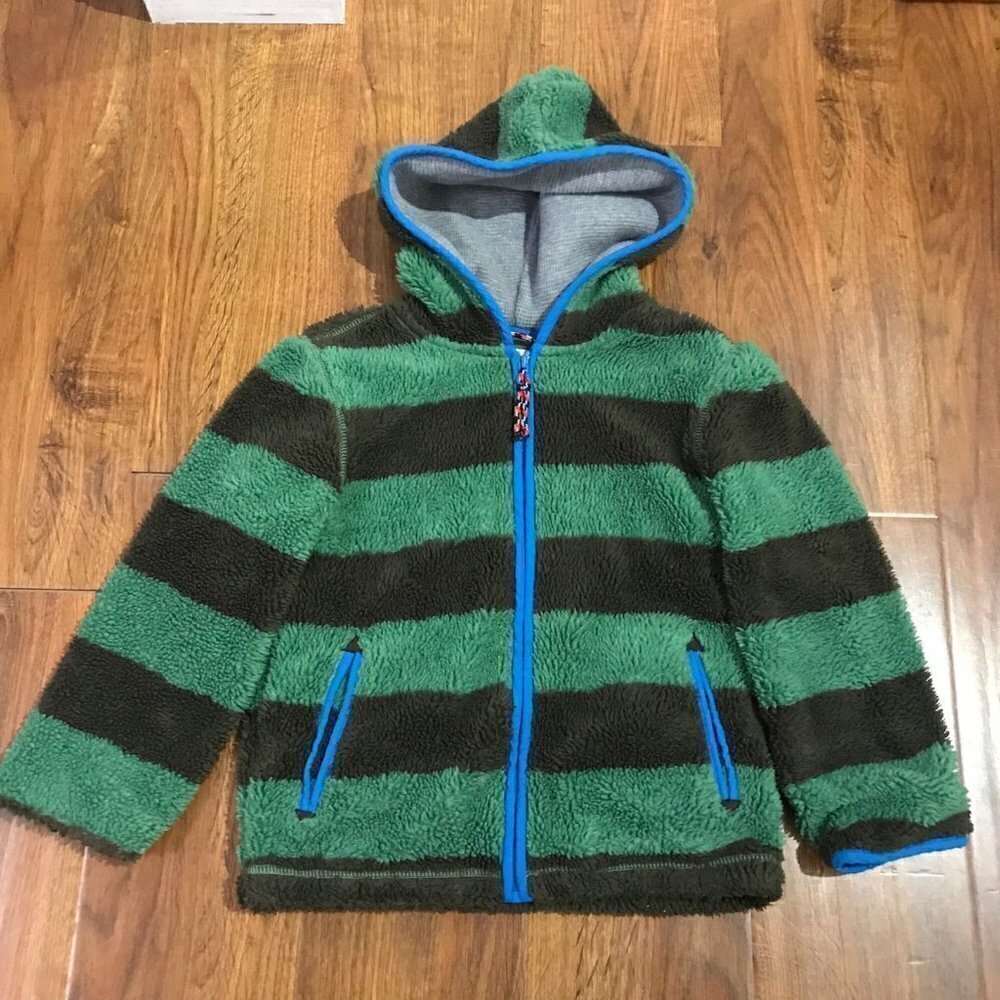Mini Boden striped teddy hoodie